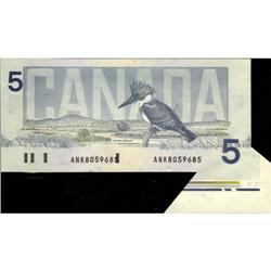 error note, BC-56c-i 1986 $5. ERROR note.  Un