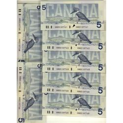 Error note, BC-56e 1986 $5.  ERROR. Lot of ni