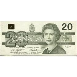 Error note, BC-58d 1991 $20.  ERROR.  Front o