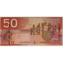 Error note, BC-65a 1988 $50. ERROR, with mism