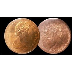 1¢ Canada ERROR coin. Full obverse Brockage C