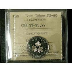 25¢ Canada TEST TOKEN  ICCS MS-60 CH-TT-25.22