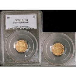 NFLD 1881 $2 PCGS AU-58, a really nice exampl