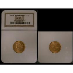 NFLD 1882H $2 NGC MS-61, a really nice exampl
