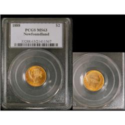 NFLD 1888 $2 PCGS MS-63, a really nice exampl
