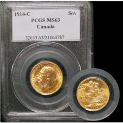 1914c Sovereign PCGS MS-63, well struck with