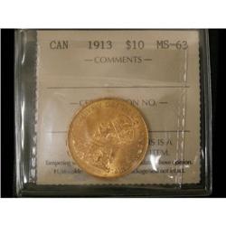 1913 $10 ICCS MS63.  strongly struck and full