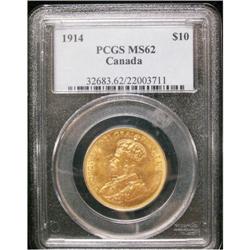 1914 $10 Gold PCGS MS-62, lots luster with ni