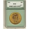 USA 1922 $20 Gold NTC MS-66, brilliant and lu