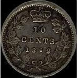 New Brunswick 10¢ 1862 2/2 variety EF-40, ori