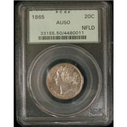 New Brunswick 1862 20¢ PCGS AU53. A full whit