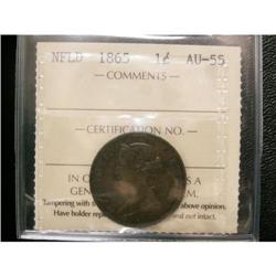 NFLD 1865 1¢ ICCS AU-55, nice chocolate brown