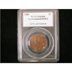 NFLD 1880 1¢ PCGS MS63RB ROED
