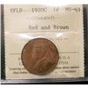 NFLD 1920c 1¢ ICCS MS-63RB, nice red and brow