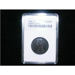 NFLD 1896 1¢ ANACS AU-50, nice chocolate brow