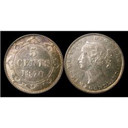 NFLD 5¢ 1870 PCGS graded AU-55, brilliant wit