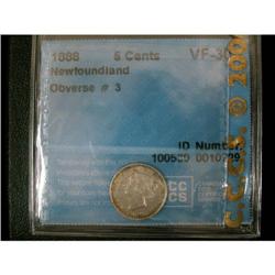 NFLD 5¢ 1888 Obv.#3 CCCS graded VF-30, a toug