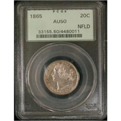 NFLD 1865 20¢ PCGS AU50.  A sharp example.