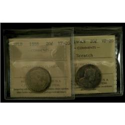 NFLD, lot of 2 ICCS graded 20¢; 1888 VF-20, 1