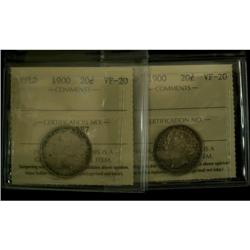NFLD 1900 20¢. Lot of two coins both ICCS VF2