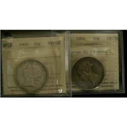 NFLD, lot of 2 ICCS graded 50¢; 1896 Large W