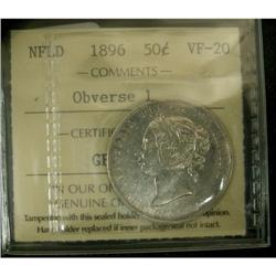 NFLD 1896 50¢ ICCS VF-20, a decent example