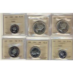 1960 25¢ (2), 1957, 1960 50¢, 1961 $1 (2).  L