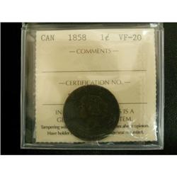 1858 1¢ ICCS VF-20