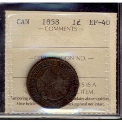 1858 1¢ ICCS EF40.  A nice and strongly struc