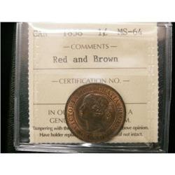 1858 1¢ PCGS MS-64RB, a nice red/brown exampl