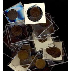 Lot of 20 large cents dated from 1859 to 1919