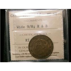 1859 8/9 1¢ ICCS MS-62 RB, anice red/brown ex