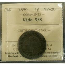 1859  W9/8 1¢ ICCS VF-20