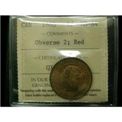 1886 Obv#2 1¢ ICCS MS-64 RED, a really nice e