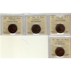 1894, 1896, 1900H, 1901 1¢, all coins are ICC