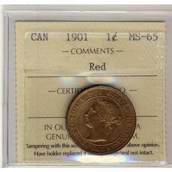 1901 1¢ ICCS MS65 Red, 90% red luster, a love