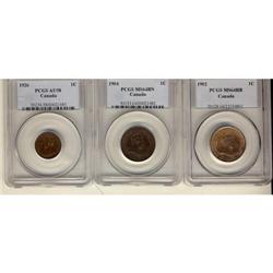 Lot of 3 PCGS Cents; 1902 MS-64RB, 1904 MS-64