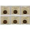 Lot of 6 ICCS graded MS-62 Large Cents; 1905,