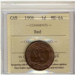 1906 ICCS MS64 Red,  90% Red lustre.  A very