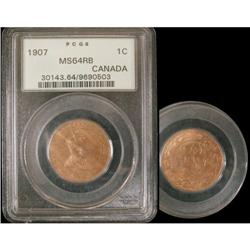 1907 1¢ PCGS MS-64 RB cross graded ICCS MS-64