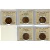 Image 1 : Lot of 5 ICCS graded MS-63RB Large Cents; 191