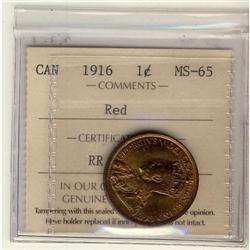 1916 ICCS MS65 Red,  95% Red lustre.  A very