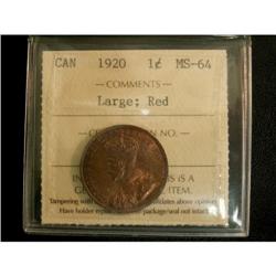 1920 1¢ Large ICCS MS-64 RED
