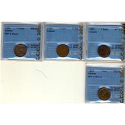 Lot of four CCCS graded small cents; 1923 VF-