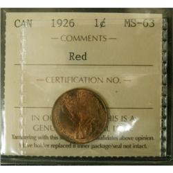 1926 1¢ ICCS MS63 PQ+ Red.  Another tough dat