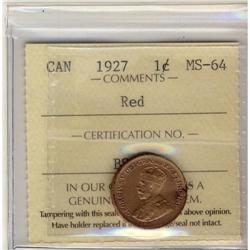 1927 1¢ ICCS MS64  Red.  Excellent strike wit