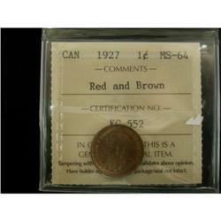 1927 1¢ ICCS MS-64 RB