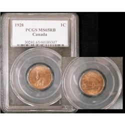 1928 1¢ PCGS MS65RB.  A superb issue almost f