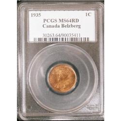 1935 1¢ PCGS MS-64 Red, 80% red lustre.