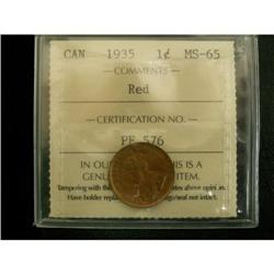 1935 1¢ ICCS MS-65 Red, scarce this nice